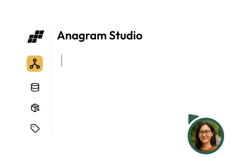 Anagram Studio interface showing backpack recommendation guide