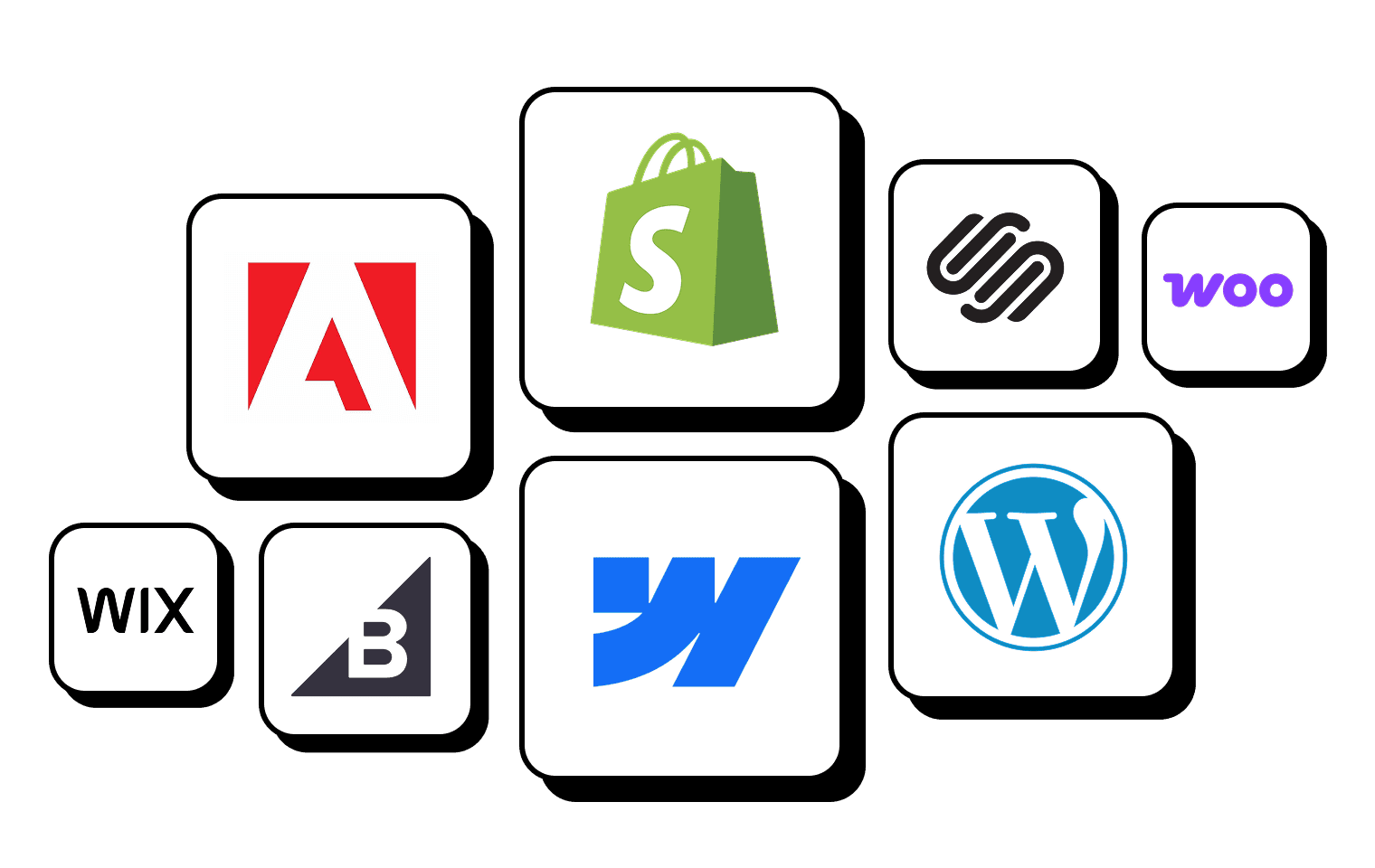 Platform integrations including BigCommerce, Shopify, WooCommerce, and other e-commerce platforms